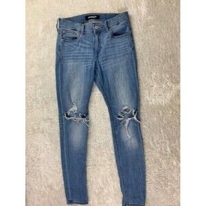 Express Size 2 s Women Jeans Mid Rise Legging Stretch Mid Rise Med Wash Distress